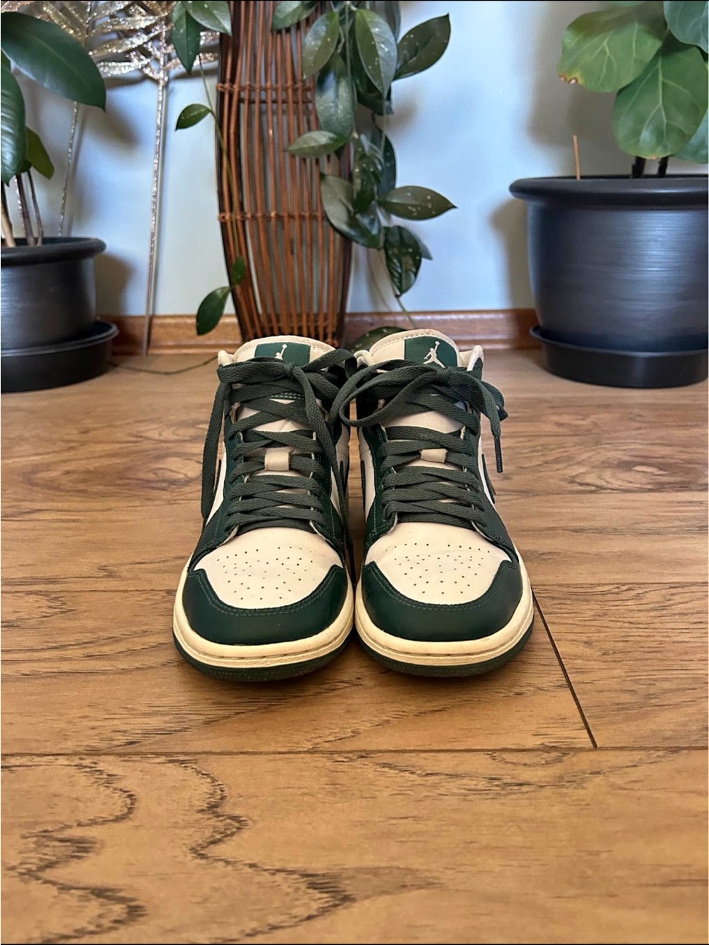 Nike Air Jordan 1 Low in Cream and Dark Green